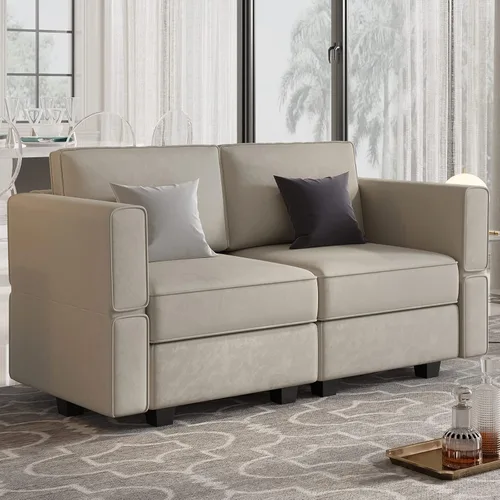 Vista 38 de Belffin - Sofá modular de terciopelo con asientos de almacenamiento, sofá de 3 plazas para sala de estar, color negro