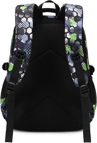 Vista 5 de BYPTNF Mochila para niño, estudiante, niño, impermeable, duradera, elemental, casual, media, verde (E-green), Computadora portátil