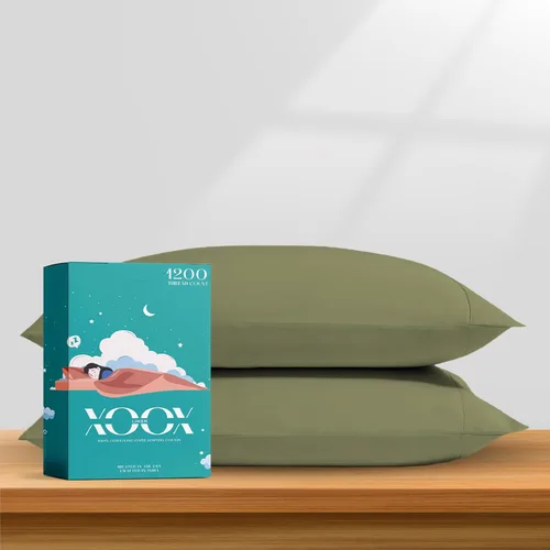 Vista 25 de XOOX Linen Juego de sábanas 100% algodón egipcio, sábanas de lujo de 1200 hilos de algodón egipcio tamaño Queen (4 piezas, gris claro), suave como