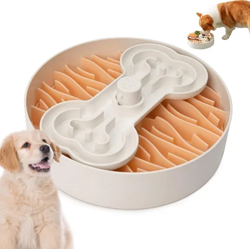 Vista 8 de Puzzle Feeder Cuenco de alimentación lenta para perros con base antideslizante, diseño de velocidad ajustable, insertos de rompecabezas extraíbles