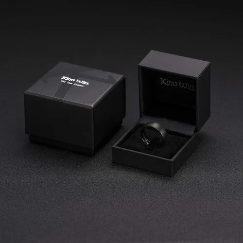 Vista 6 de King Will Anillo de carburo de tungsteno para hombre, acabado mate, 0.079pulgadas, 0.157pulgadas, 0.236pulgadas, 0.315pulgadas, color negro Anillo