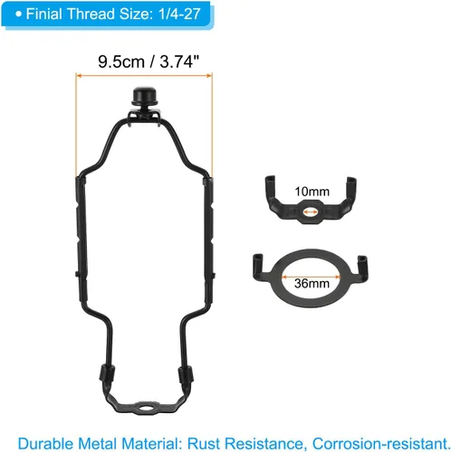 Vista 2 de PATIKIL Kit de arpa de lámpara de 8, 9, 10, 11 pulgadas con remate, soporte de pantalla ajustable con base de luz IP E26 de 3/8 para iluminación