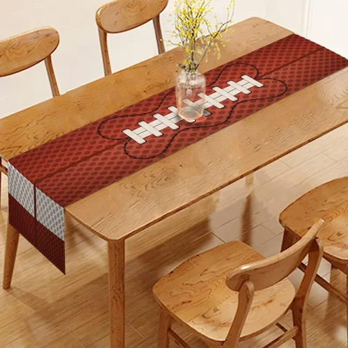 Vista 2 de Vohado Camino de mesa de fútbol americano, decoración de fiesta de cumpleaños, día de juego, cocina, comedor, decoración del hogar (13 x 72 pulgadas)