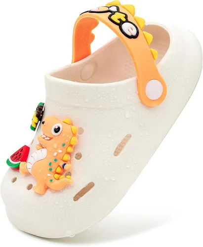 Vista 8 de techcity Zapatos de jardín de dinosaurios para niños, sandalias de dibujos animados, zuecos para la playa, piscina, zapatos de agua, toboganes