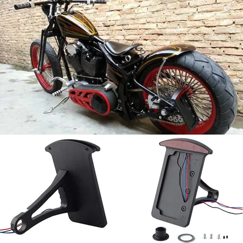 Vista 10 de Rich Choices - Luces traseras de motocicleta con soporte lateral para matrícula, luces de freno integradas, luz de stop, impermeables, de aluminio