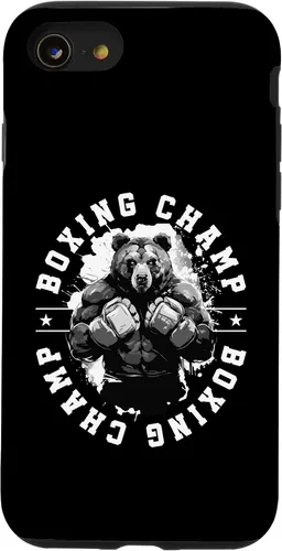 Vista 13 de iPhone 14 Boxing Champ Bear Animal Gym Estuche con cita de boxeador de luchadores