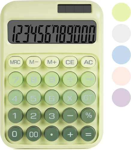 Vista 11 de Calculadora de interruptor mecánico con botones grandes, calculadoras de escritorio, 12 dígitos, energía de batería solar, calculadora
