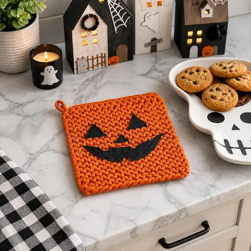 Vista 2 de Mud Pie Soporte para macetas de calabaza de Halloween