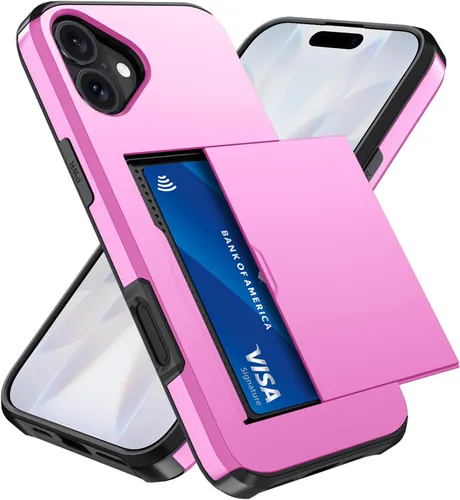 Vista 98 de Qinmay Funda compatible con iPhone 7 Plus/8 Plus con tarjetero, doble capa a prueba de golpes, funda protectora resistente con ranura oculta Negro