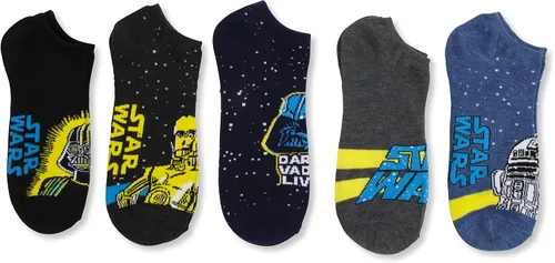 Vista 3 de STAR WARS Men's Classic 5 Pack No Show Socks