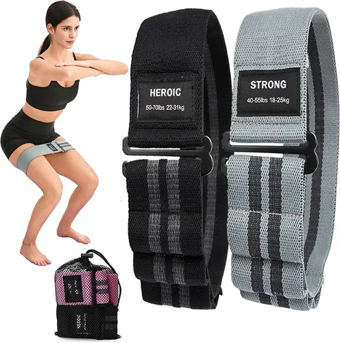 Vista 8 de Adjustable Fabric Resistance Bands for Squats, Glutes & Legs – 5 Levels of Customizable Size, Width & Tension, Non-Slip Booty Bands for Men and