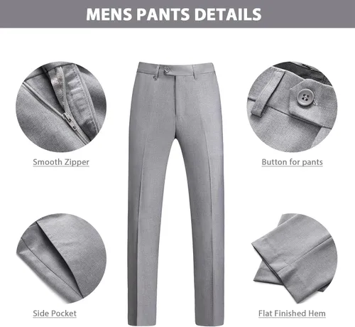 Vista 5 de Trajes de 2 piezas para hombre, ajuste delgado, casual, con un botón, trajes sólidos para hombre, negocios, boda, fiesta, chaqueta, blazer