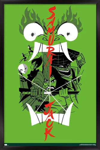Vista 9 de Trends International Samurai Jack-Ensemble - Póster de pared, 14.725 x 22.375 pulgadas, versión enmarcada en madera de granero