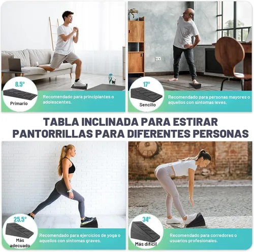 Vista 6 de Tabla inclinada para estiramiento de pantorrillas, tabla inclinada de 5 ángulos ajustables para cuña de sentadillas, capacidad de peso de 480