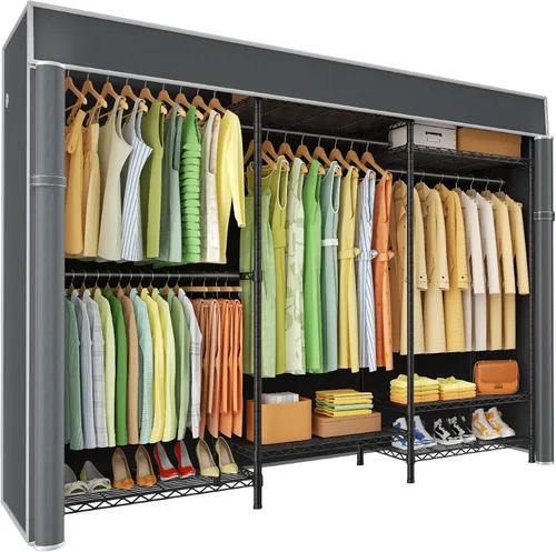 Vista 11 de Ulif E13C Sistema Organizador de Armario de Servicio Pesado, Estantes de Ropa Independientes para Colgar Ropa, Perchero Ajustable de 63" An x 16" Pr