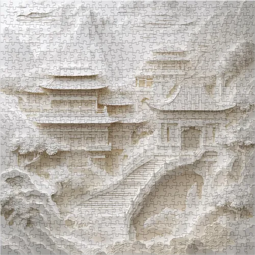 Vista 2 de Rompecabezas de papel de paisaje blanco 3D para adultos 1000 Still Pavilion