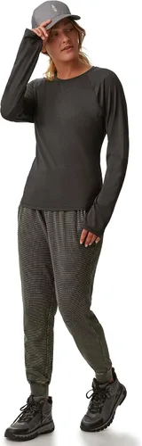 Vista 4 de BASS OUTDOOR Camisa de manga larga de punto activo para mujer Negro jaspeado