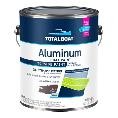 Vista 14 de TotalBoat Pintura de aluminio para lanchas, barcos bajos, botes, botes anfibios, barcos Jon y pontones (Verde Ejército, Quart)