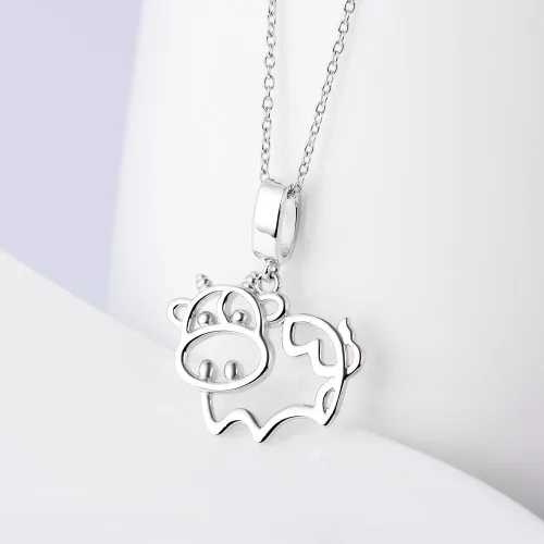 Vista 2 de DAOCHONG Collar con colgante de animal en corazón de plata esterlina S925 de 18 pulgadas