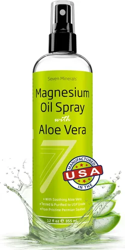 Vista 2 de Seven Minerals Spray de aceite de magnesio con aloe vera - tamaño de viaje Grado farmacéutico (USP), mayor resistencia 7mUSA - Minado en los Estados