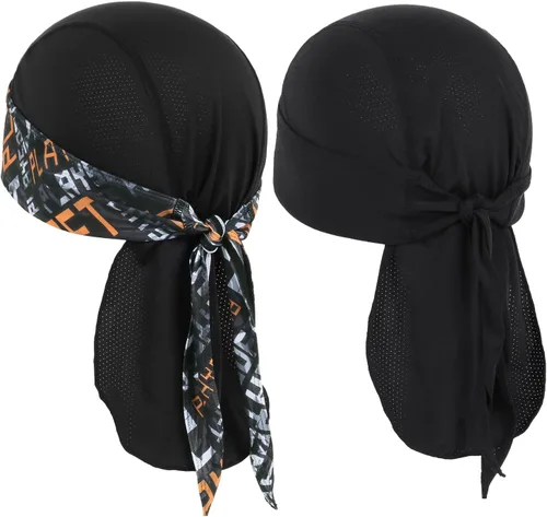 Vista 13 de MELASA Cooling Do Rags - Forro para casco de calavera, bandanas para hombres, correr, ciclismo, motocicleta Negro