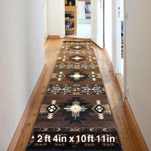 Vista 63 de YHSF South West - alfombra estilo nativo americano del suroeste C318 - fácil de limpiar, gruesa, suave, duradera, alfombra inspirada en tribus