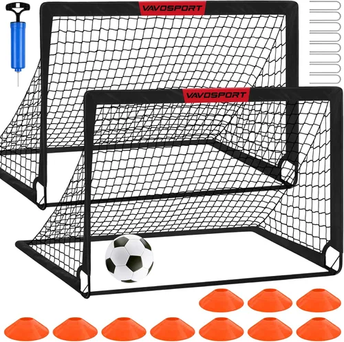 Vista 13 de Juego de porterías de fútbol para niños para patio trasero – 2 de 4 x 3 pies, equipo portátil de entrenamiento de portería de fútbol, red de fútbol