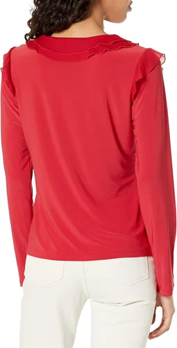 Vista 2 de Tommy Hilfiger Blusa de manga larga con volantes mixtos para mujer