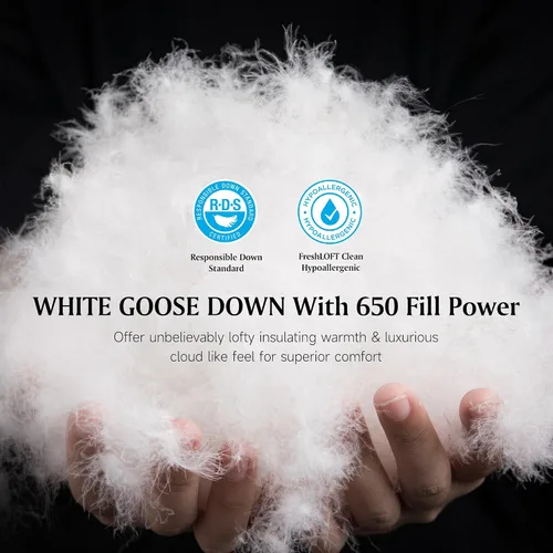 Vista 4 de Beautyrest Cubrecolchón de plumón blanco prémium con bandas de anclaje elásticas, potencia de relleno 650