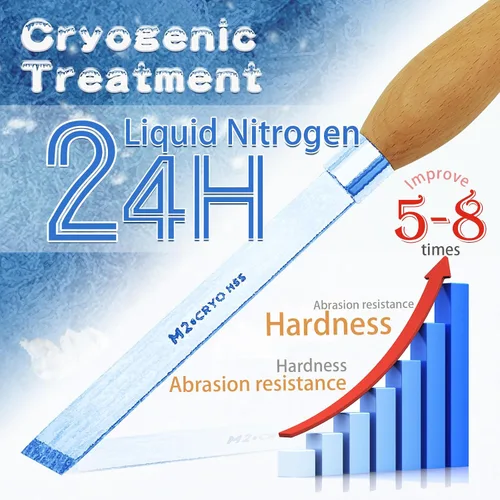 Vista 3 de Cincel sesgado de 1 pulgada, herramientas de torneado de madera de acero de alta velocidad M2 Cryo con mango de madera de haya