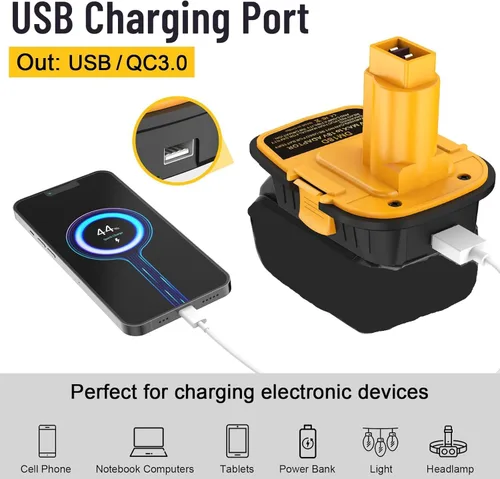 Vista 3 de Azocek DM18D - Convertidor de adaptador de batería con puerto USB (2 unidades)