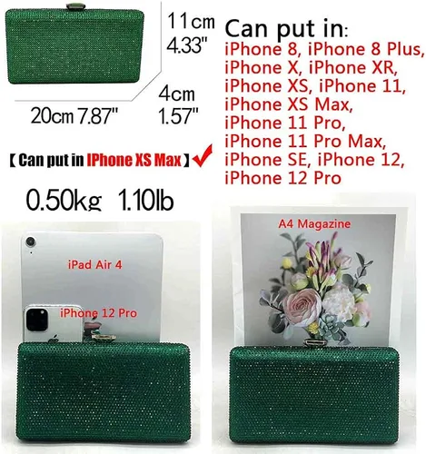Vista 2 de Boutique De FGG Elegantes bolsas de noche de cristal para mujer, caja de fiesta formal, bolso de mano para boda, diamantes de imitación, bolso