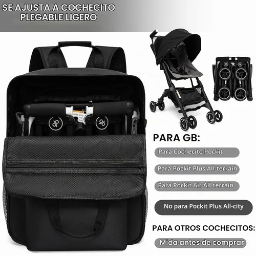 Vista 4 de Bolsa de viaje para cochecito GB Pockit con GB Pockit Air Plus Bolsa de viaje plegable para cochecito de bebé, bolsa de cochecito para avión