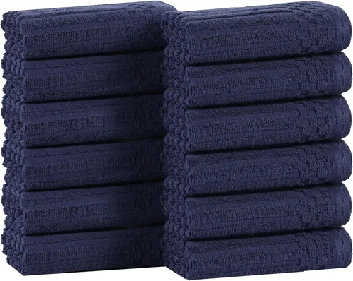 Vista 65 de Superior Juego de 6 toallas de algodón sólido y acanalado, toallas de cara de 13 x 13 pulgadas, toallas de mano de 16 x 28 pulgadas, toallas de baño