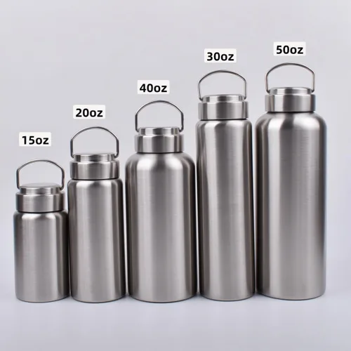 Vista 5 de CDJ Botella de agua de acero inoxidable de una sola pared sin aislamiento de 16 onzas, botella de agua de metal reutilizable para deportes, a prueba