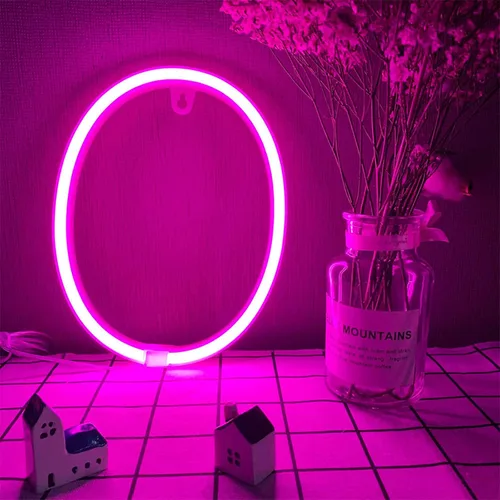 Vista 16 de Letras de neón rosadas, letreros LED que funcionan con pilas, luces LED del alfabeto, letrero de marquesina, letras decorativas de marquesina, luces