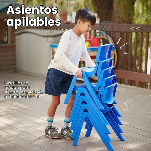 Vista 5 de ECR4Kids Silla apilable de plástico de 12 pulgadas, muebles de aula, azul, 10 piezas Plástico duradero, certificado GREENGUARD Gold, 4-6 años