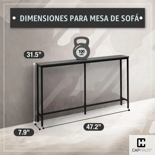 Vista 3 de CAPHAUS Mesa de consola estrecha y larga de 47 pulgadas para entrada, sofá de diseño clásico, mesa estrecha y larga para sala de estar, mesa