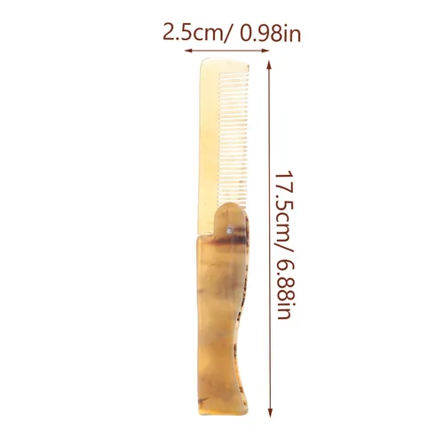 Vista 6 de Peine de pelo plegable de bolsillo con cuerno de buey, peine portátil antiestático, evita la pérdida de cabello, para mujeres, hombres, viajes, uso