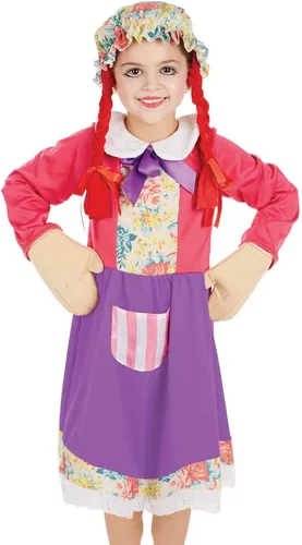 Vista 2 de Disfraz de muñeca de trapo para niñas con patchwork de Ragdoll - rosa medio