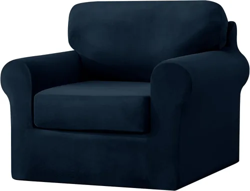 Vista 87 de UNBBRRL Fundas de sofá de 3 piezas para sofá, funda de terciopelo elástico para sillón con 1 funda de cojín de asiento y 1 funda de respaldo