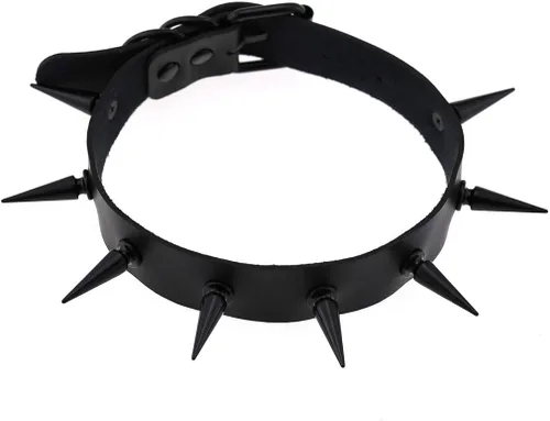 Vista 4 de FM FM42 Unisex Multicolor Simulated Leather PU Black-toneSilver-tone Spikes Rivets Spiked Punk Rock Gothic Choker Collar Necklace