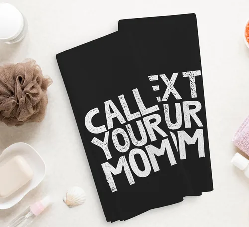 Vista 2 de Call Your Mom - Juego de 2 toallas de cocina y paños de cocina negros, toallas decorativas para baño, regalos de graduación, toallas de tela