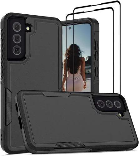 Vista 46 de Jeylly Funda para Samsung Galaxy S10 Plus S10+, ajuste delgado, doble capa, resistente, absorción de golpes, TPU con carcasa trasera de Negro