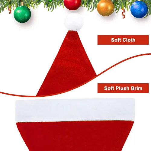 Vista 3 de SATINIOR 28 piezas de Navidad rojo Papá Noel sombrero de peluche de Papá Noel sombrero de tela no tejida sombrero de disfraz para niños adultos