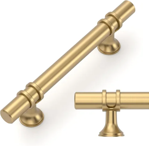 Vista 33 de Amerdeco ZH0050 - Paquete de 10 pomos de bronce champán para gabinetes, barra en T de 2 pulgadas, manijas de gabinete de cocina, manijas