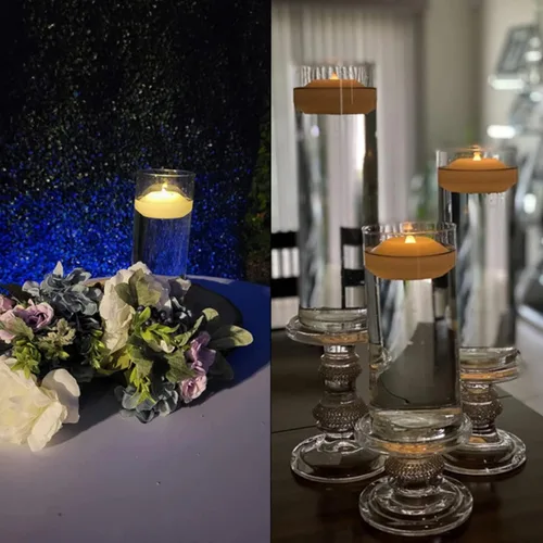 Vista 6 de LARDUX Velas flotantes LED de 3 pulgadas, 12 velas flotantes activadas por agua sin llama, velas de té flotantes falsas que funcionan