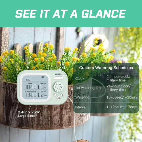 Vista 3 de Sistema Automático de Riego de Plantas para Interior con Autoriego para 15 Plantas en Maceta, Kit de Riego por Goteo Programable con Temporizador