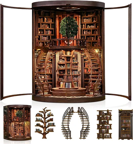 Vista 16 de CRIOLPO Kit de casa de muñecas en miniatura con luces LED para adultos y Aventuras en el bosque