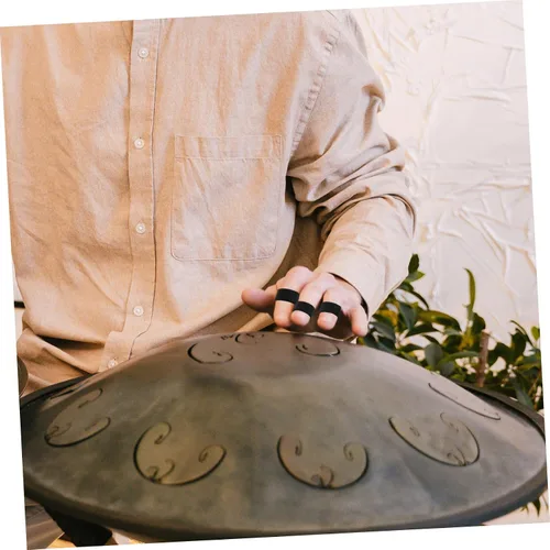 Vista 7 de Fundas de silicona para dedos para tambor de mano, cómodas cubiertas para tambor de lengua, control mejorado, reducción de ruido, rosa y negro